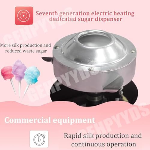 1200W Commercial Cotton Candy Machine - Professional Stainless Steel Maker with Tray for Delicious Cotton Candy, Ideal for Parties, Birthdays, Events - Silver