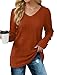 Saloogoe Womens Fall Fashion Must Haves 2025 Fall Outfits Tunic Sweaters Long Sleeve Shirts for Women Dressy Clothes Caramel M