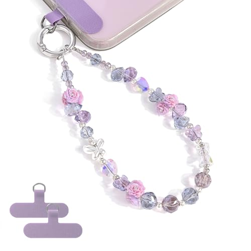Bonito colgante de cadena de rosas para teléfono celular y regalo de cristal