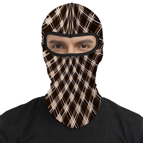 Pasamontaña para hombre y mujer, máscara facial marrón y blanca estampada, balaclava para motocicleta, casco completo, gorro calentador de cuello miniatura 2