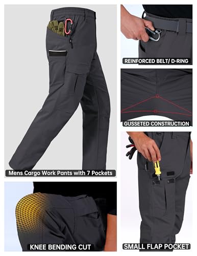 Image of CNBQDD Mens Work Pants Ripstop Waterproof Cargo Pants for Men with 7 Pockets Tactical Hiking Pants