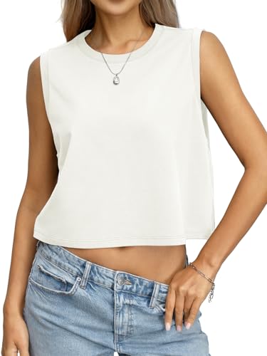 EasyGala Womens Cotton Loose Fit Crop Tank Tops Basic...