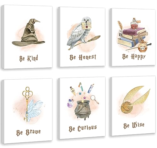 Image of CHDITB Girls Magic Art Print,Colorful Magic Book Magical Wall Art Inspirational Quote Wall Poster Picture,Set of 6(8"X10") Positive Magic Stick Canvas Poster for Woman Room Living Room Home Decor