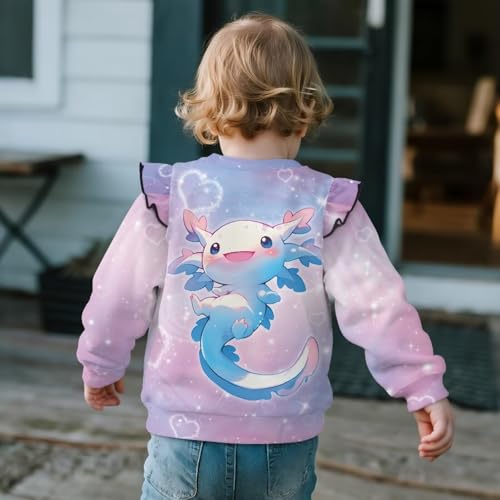 2025 Fashion Ruffle Long Sleeve Crewneck Sweatshirt for Girls Lightweight Soft Pullover Top for Play Age 1-8 Years4