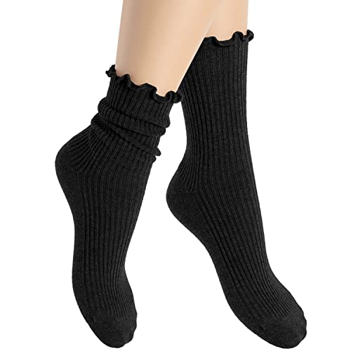 alber's 5 Paires BIO COMFORT Chaussettes Courtes pour Femme, Bord Ultra Confortable Non Comprimante, Sans Élastique | Noir | Taille unique 36-41 Cover