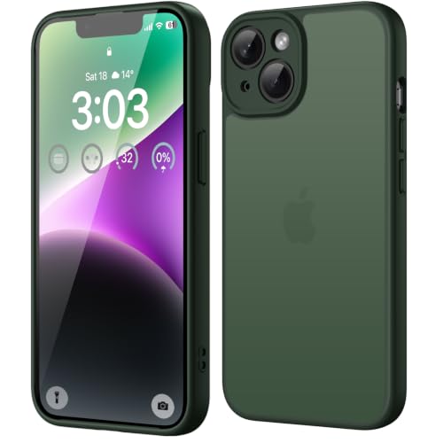 ORDA für iPhone 14 Plus Hülle 6 7 Zoll Vollständiger Kameraschutz Stoßfest Kratzfest Transluzente Rückseite Schutzhülle Anti-Fingerabdruck Matt Handyhülle für iPhone 14 Plus Grün