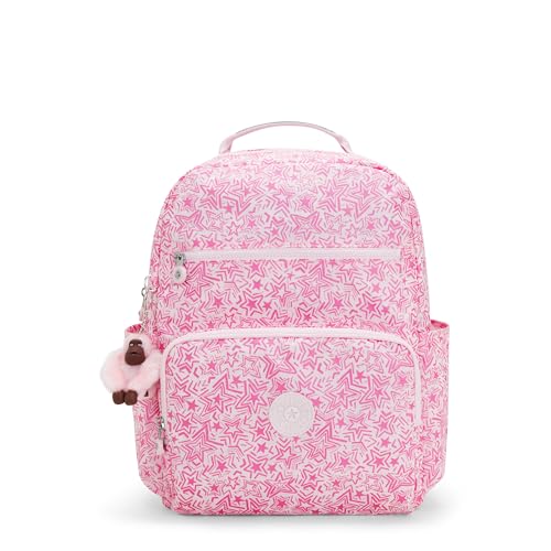 Kipling Mochila feminina para bebê, durável, espaçosa com alças acolchoadas nos ombros, estrelas brilhantes, 35,5 cm C x 42,5 cm A x 19 cm P