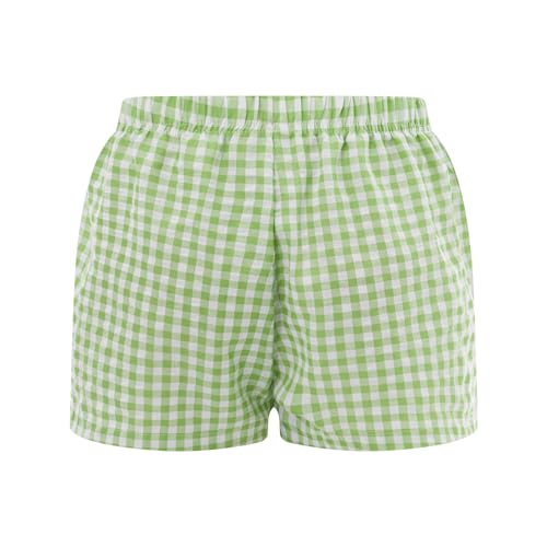 Image of Y2k Plaid Shorts Cute Baggy Ginghem Boxer Shorts for Women Checked Lounge Pajama Bottom Preppy Sleep Pj Shorts