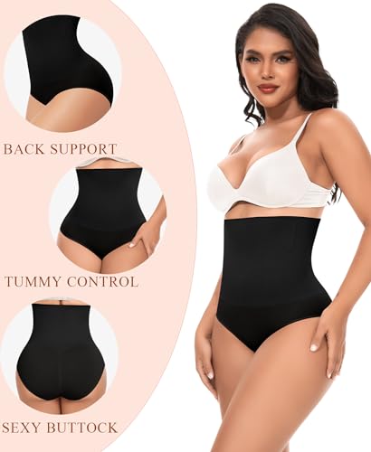 Image of Werena Tummy Control Shapewear Underwear for Women High Waisted Body Shaper Panties Slimming Girdle Shaping Briefs(1#Black(seamless),Large)