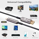 CHENLENIC USB C do Displayport 4K Kabel światłowodowy USB 3.1 typ C do kabla Displayport, Thunderbolt 3/4 kompatybilny, dla MacBooka Pro/Air (A0109-AOC-10M)