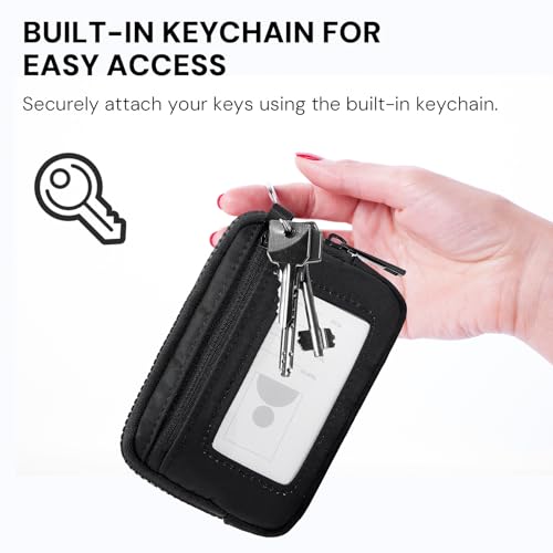 Image of YDF The Iris Wallet for Women Mini Zip Card Case with Clear ID Window Zipper Coin Purse Lightweight Portable Keychain Wallet