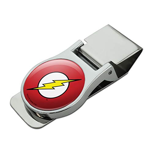 The Flash Lightning Bolt Logo Satin Chrome Plated Metal Money Clip