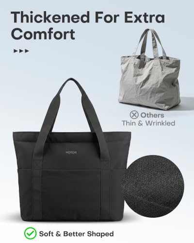 Hotor Large Foldable Travel Tote Bag w/ Pouch (Black) - image 8