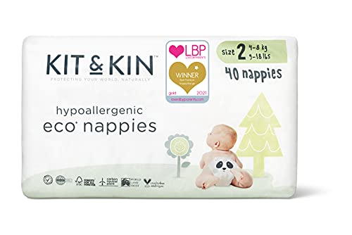 Kit & Kin Pañales hipoalergénicos, 1 mes de suministro (tamaño 2, 240 pañales desechables, 40 x 6 paquetes, conejo y leopardo)