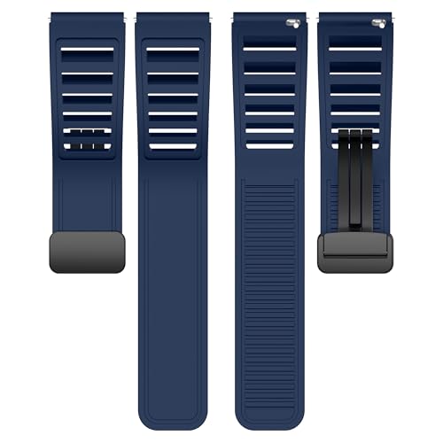 Image of ACM Watch Strap Silicone Belt Magnetic Clasp 22mm compatible with Universal 22mm Size Replacement Strap Smartwatch Band