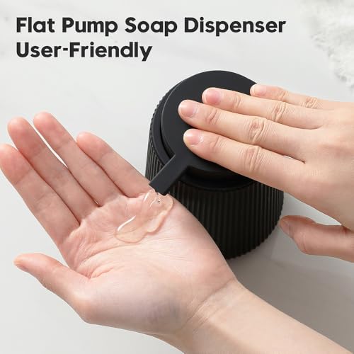 Image of YAUKPH Striped Liquid Hand Soap Dispenser with Leak-Proof Pump for Bathroom and Kitchen Countertop 11oz Black