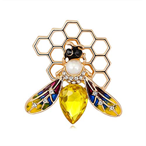 Image of PULABO Honey Bee Brooches,Fashion Pearl Rhinestone Brooch Pin 1.1inchx0.9inch Superiora€‚Quality and Creative Durable, Assorted Color