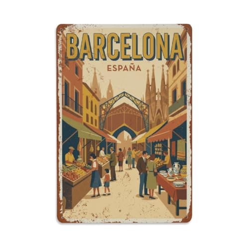 Plaque en métal vintage avec inscription « Travel Marketplaces Spain »