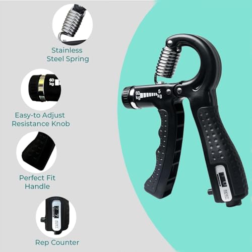 ODDISH Way to Fitness Hand Grip Strengthener with Counter (R-Shape) & Finger Gripper Combo | Wrist, Forearm, Vein & Pain Relief | Hand, Finger, Wrist Muscle Strengthener | Climbing & Grip Stretcher Exerciser - Image 3