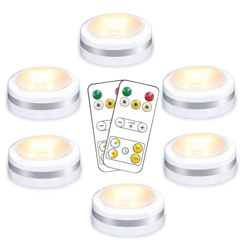 Image of Starxing Battery Operated Puck Lights with Remote, Wireless Led Under Cupboard Light with Remote Control, Under Cabinet Lighting, Stair Closet Lights (White-3CCT)