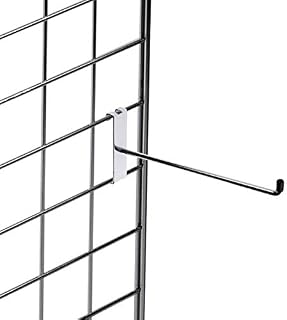 Heavy Duty Gridwall Single Prong Hooks Grid Wall Mesh Panels Chrome Retail Display Size (4" 6" 8" 10" 12") Pack of (1, 5, 10, 25, 50, 75, 100, 200, 500) (10, 4 INCH MESH Hook)