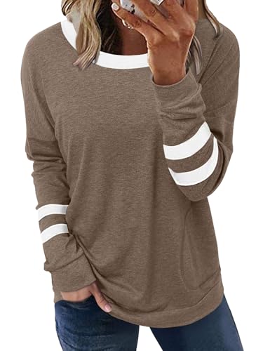 ONLYSHE Womens Crewneck Sweatshirt Casual Loose Fitting Tops Long Sleeve T Shirt