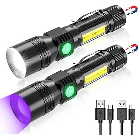 Blacklight flashlights, 3 in-1 Rechargeable Flashlights, UV Light Magnetic LED Flashlight 1200 Lumens, 7 Mode Emergencies Camping flashlight, Tactical Waterproof Flash Light for Pet Urine Detection Cover