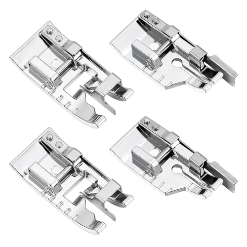4Pcs Overcast Foot for Sewing Machine, Stitch in the Ditch Sewing Foot and 1/4\'\'(Quarter Inch) Quilting Patchwork Presser Foot with Edge Guide for Low Shank Snap-On Singer, Brother, Janome, Juki, More
