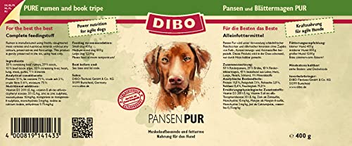 DIBO – PUR PANSEN (Pansen/Blättermagen), 6 x 400g-Dose, Reine Fleischdosen aus frischem und natürlichem Fleisch Qualität