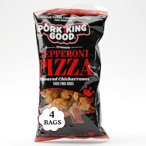 Pork King Good Pepperoni Pizza Pork Rinds (Chicharrones) (4 Pack)