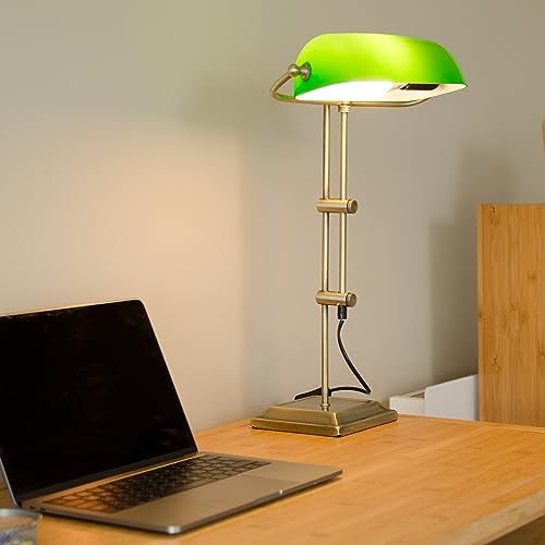 Relaxdays Lamp Shade for the Table Glass, Replacement Lampshade, Banker, Retro Look, HxWxD: 7.5 x 22.5 x 13.5 cm, Green - Image 2