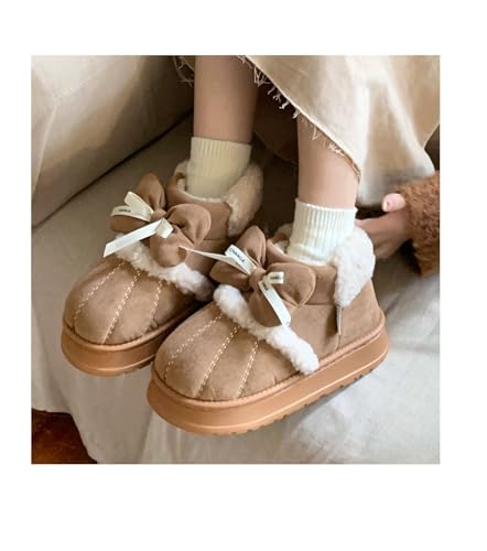 Kawaii Bow Comfy Shoes Winter Snow Boots for Women Fluffy Warm Cotton Snow Boots Warm Fur Lined Ankle Booties4