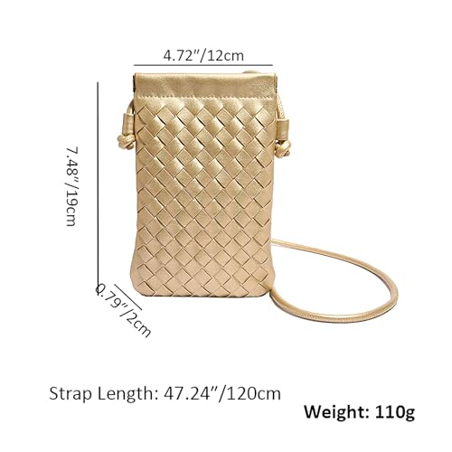 Fashion Woven Small PU Leather Crossbody Cell Phone Bag Chic Weave Shoulder Cellphone Purse Wallet Unique Vacation Hangbags2
