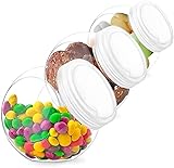AnyCar Lot de 3 bocaux de rangement en plastique avec couvercles pour comptoir de cuisine, bocaux à bonbons pour buffet de fête, bocaux de cuisine, 1,2 l (3 pots à bonbons)