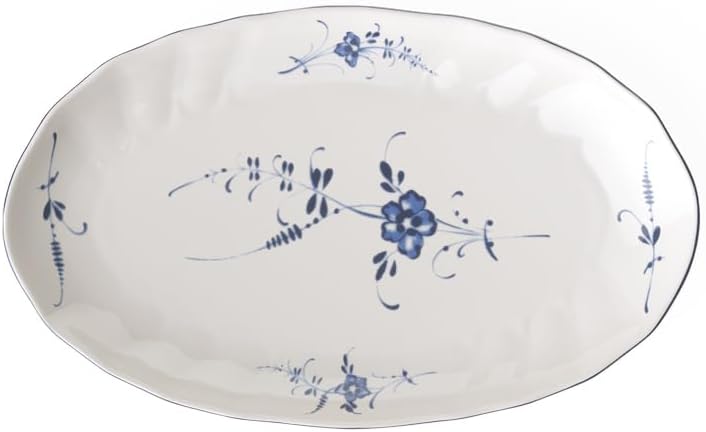 Villeroy & Boch Vieux Luxembourg Pickle Dish, 9.5 in, Premium Porcelain, White/Blue