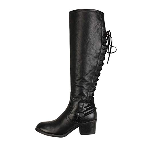 Bottes rondes rétro solides pour femme talons hauts bottines marrons à lacets