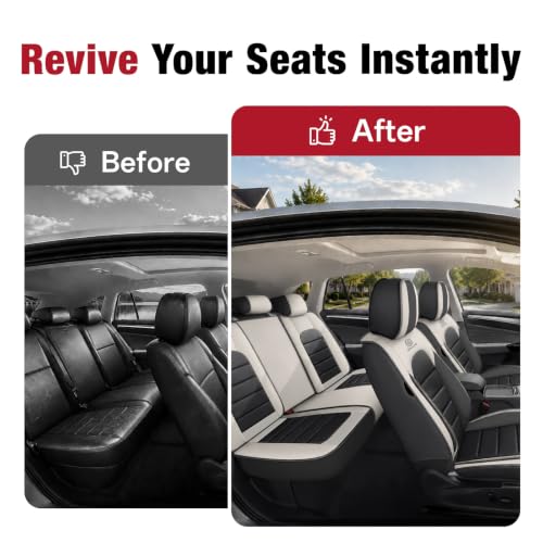 Image of Leather Full Set Seat Covers for Toyota Camry 2015-2026, Gray-White