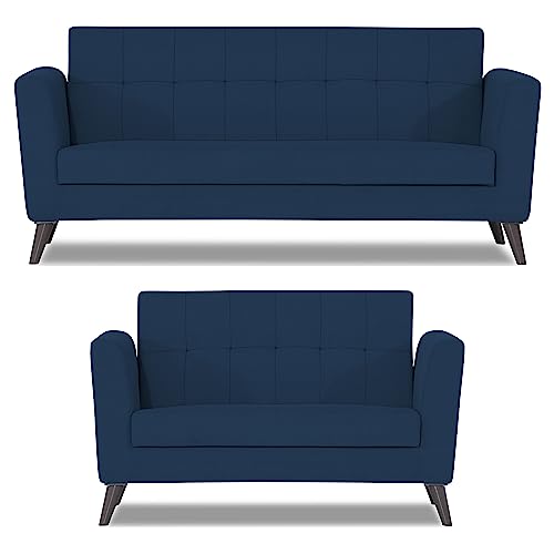 Image of Adorn India Dannis 3+2 5 Seater Sofa Set (Blue) (3 Year Warranty)
