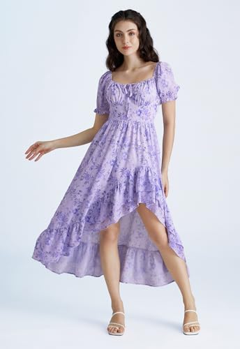 Image of Scarlet Darkness Corset Dresses for Women Summer 2026 Floral Wedding Guest Chiffon Sundress