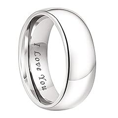 8mm White Tungsten I Love You