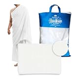 Men's Ihram Towel Set for Hajj and Umrah - 2PCS Hypoallergenic Premium Microfiber Ahram Towels (110x220cm) - Soft, Absorbent, Breathable, Unstitched - No Belt or Accessories - White