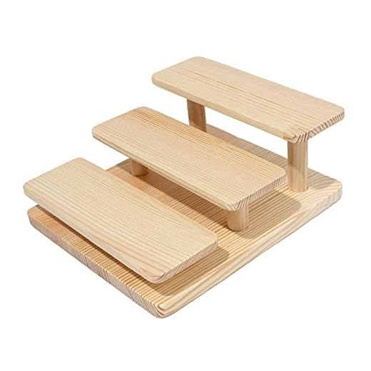 Estante de exhibición de Madera Organizador Estante de exhibición de peldaño de Escalera Estante de exhibición de Gafas de Sol para cosméticos, 3 Niveles