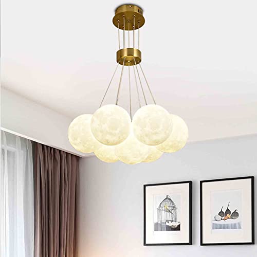 Lustre LED plafonnier lune 3D suspendu luminaire design nordique pour chambre et salon