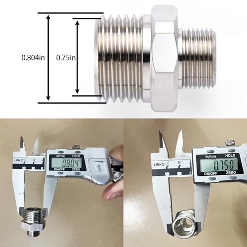 1/2 to 3/8 Reducer Faucet Adapter - Compression Stainless Steel Pipe Fitting, 3/8 Male to 1/2 Male Supply Line Adapter for RV Kitchen Plumbing, Water Hose Pipe Connector with Rubber Washer, (2 Pack)