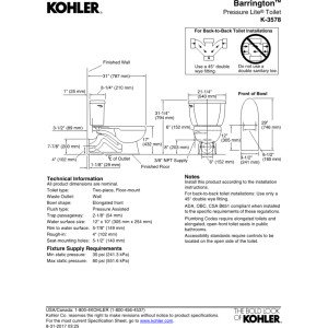 Kohler K-3578-0 Two-Piece Elongated Toilet Bowl 1.0 GPF White - image 2