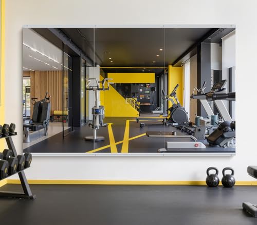 InfiniGlass Home Gym Mirror - 55x30 Inch, 3PCS Frameless Tempered Glass Full Body Mirror for Wall Mount - Ideal for Yoga, Workout, Bedroom, Dance Studio (Silver)