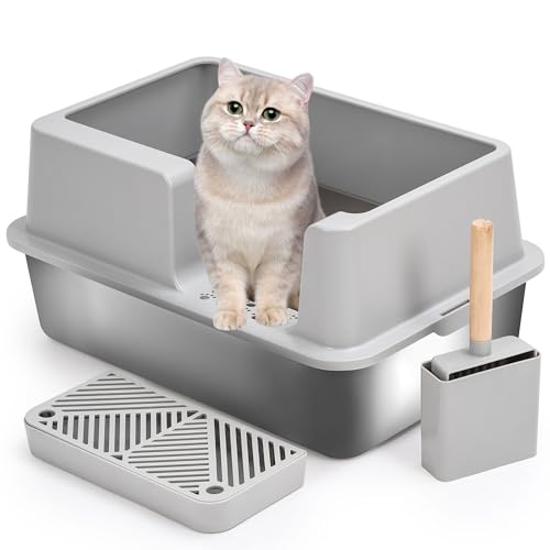 Uisave MSP-I Edelstahl Katzentoilette mit hohem Rand