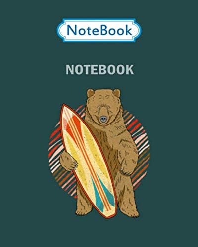 Notebook: surfing bear funny design surfboard vintage - for men woman Journal/Notebook Blank Lined Ruled 100 pages 8x10 inches Paperback – 6 April 2020