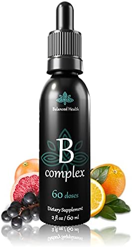 Balanced Health Vitamin B-Complex Drops, 2oz, 60 Doses, All 8 B-Vitamins, Immune Energy Support Supplement Non GMO Vegetarian Safe