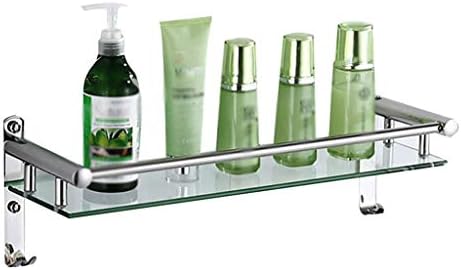 JYDQM Bathroom Lavatory Glass Shower Shelf, Heavy Duty Aluminum with Tempered Glass 1 Tier Storage Floating Shelves, Square Style （Size : 16.5 60 15cm